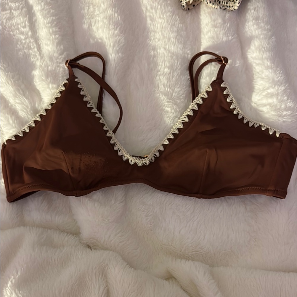 Brown Lace Trim Bikini